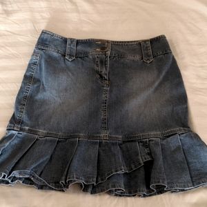 Loft Size 2 Denim Skirt with Ruffle Bottom